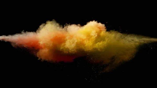 黒で分離された着色粉末の衝突 — ストック写真