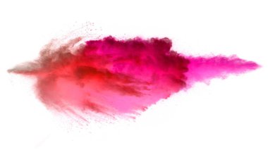 Beyaz üzerine izole renkli toz çarpışması