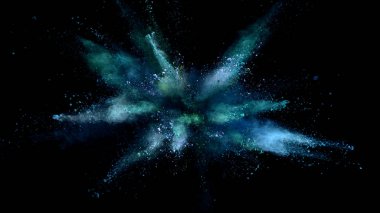 Renkli toz siyah izole patlama