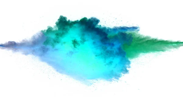 Collision of colored powder isolated on white — Stock Photo, Image