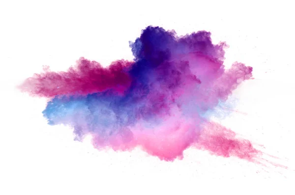 Collision of colored powder isolated on white — Stock Photo, Image