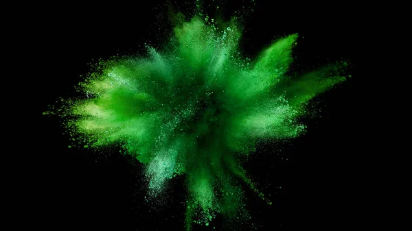 Explosion of colored powder isolated on black — Stock Photo, Image