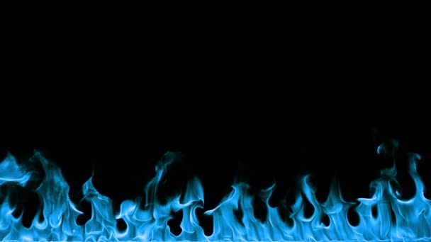 Super Slow Motion Flaming Gas Wall Isolated Black Background Filmed — Stock Video