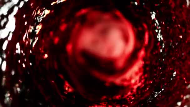 Mouvement Super Lent Verser Vin Rouge Forme Tornade Filmé Sur — Video