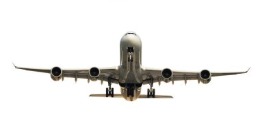 Beyaz arka planda izole edilmiş büyük jet uçağı