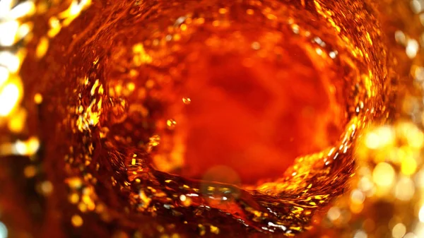 Detail of cola, tea or hard spirit beverages whirl — Stock Photo, Image