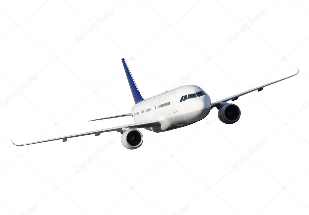 Commercial jetplane isolated on white background