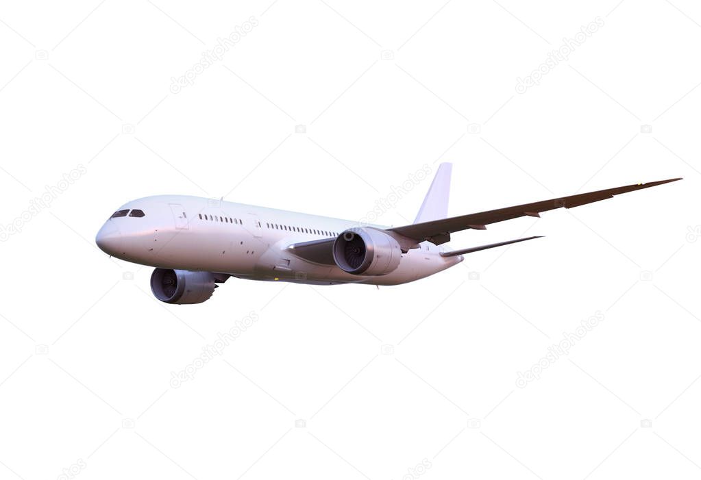Commercial jetplane isolated on white background