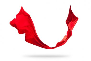 Beyaz arka planda uçan renkli bez parçası