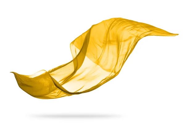 Fliegendes Stück buntes Tuch auf weißem Hintergrund — Stockfoto