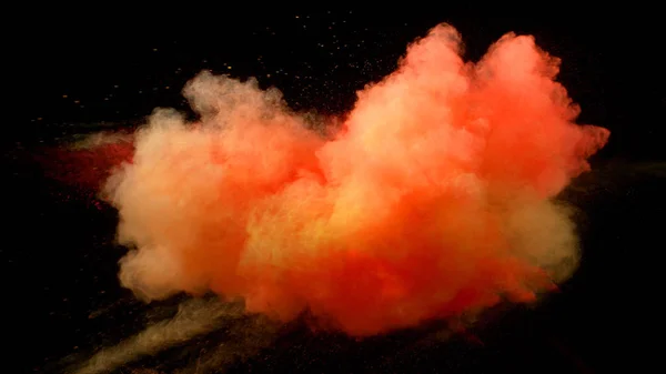 Collisione di polvere colorata isolata su nero — Foto Stock