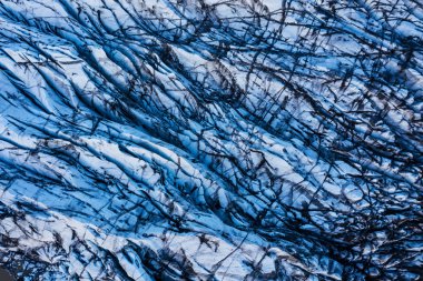 Buzul dokusunun havadan görünümü, İzlanda.