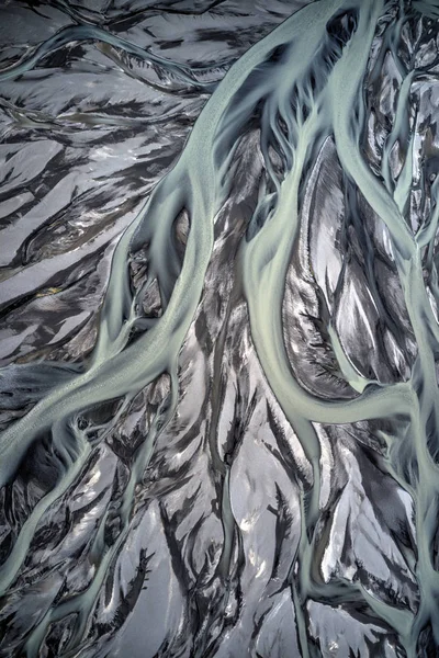 从鸟瞰图拍摄的河床，冰岛 — 图库照片