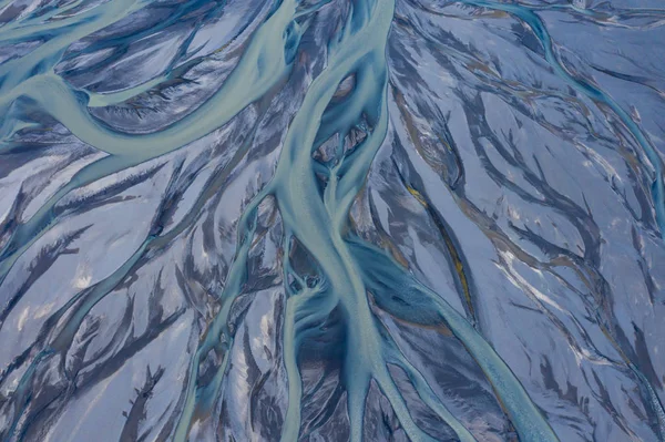Cama del río disparada desde la vista aérea, Islandia — Foto de Stock