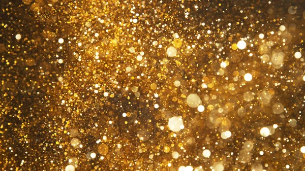 Explosie van gouden glitter stippen. — Stockfoto