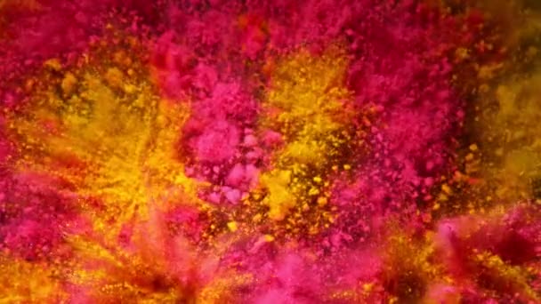 Super Slow Motion Coloured Powder Collision Isolated Black Background Filmed — Stock Video