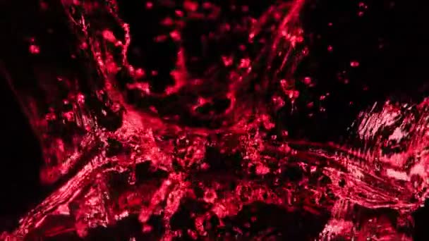 Супер Повільний Рух Розбризкування Червоного Вина Знято Високошвидкісній Кінокамері 1000 — стокове відео