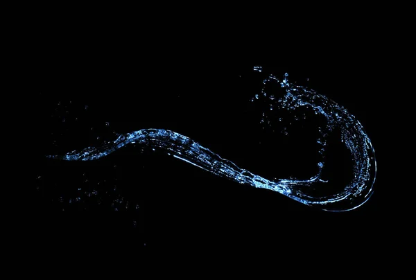 Water splash isolated on black background — Stock Photo, Image