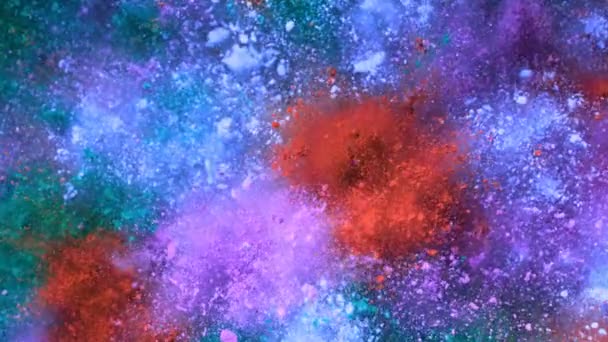 Super slow motion of coloured powder explosion isolated on black background. Filmed on high speed cinema camera, 1000fps. — Stock Footage Super Slow Motion Coloured Powder Explosion Isolated Black Background Filmed — Stock Video