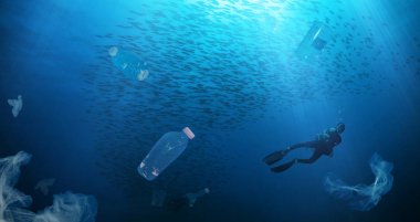 Plastik çöp ile küresel sorun kavramı