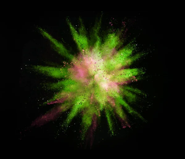 Siyah arka plan üzerinde renkli toz patlama — Stok fotoğraf