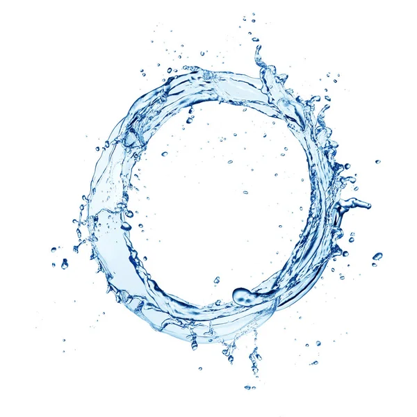 Esguicho círculo de água isolado no fundo branco — Fotografia de Stock