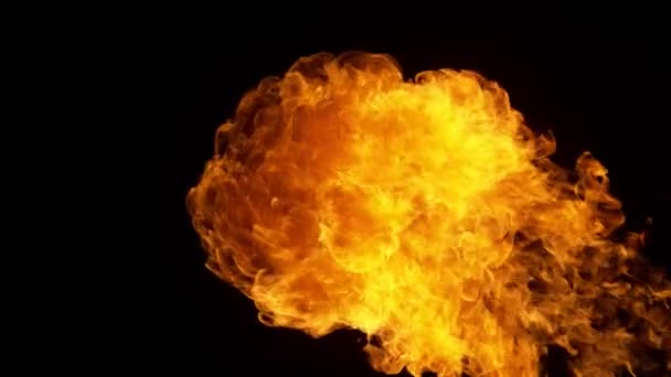 Super Slow Motion Fire Blast Isolated Black Background Filmed High — Stock Video