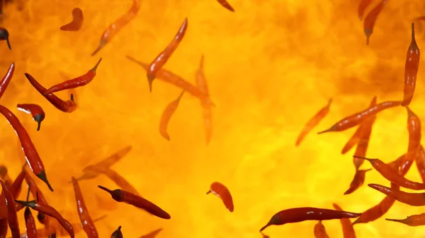 火の中の赤い唐辛子 — ストック写真
