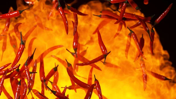 Peperoncini rossi piccanti in fiamme — Foto Stock