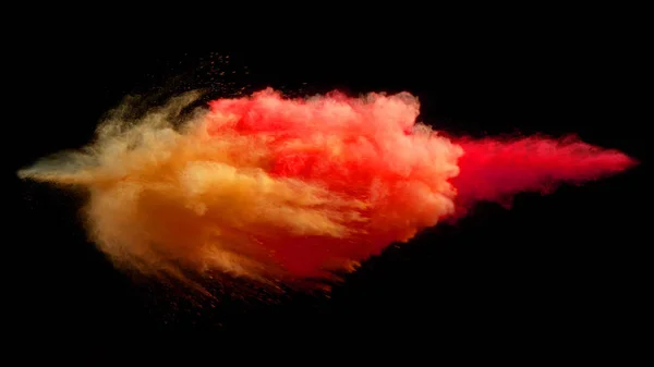 Collision of colored powder isolated on black — Stock Photo, Image