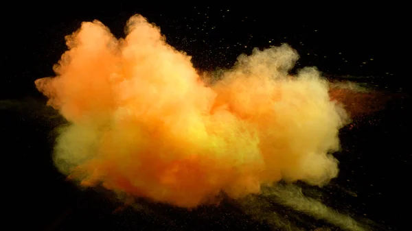 Collision of colored powder isolated on black — Stock Photo, Image