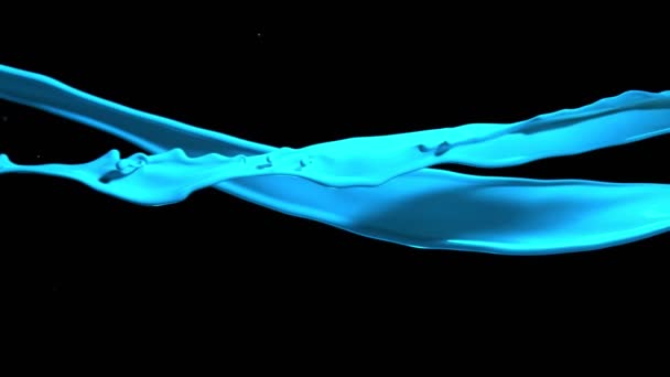 Siyah Arka Plan Üzerinde Izole Mavi Boya Sıçraması Süper Yavaş — Stok video