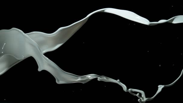 Сверхмедленное Движение Вращающихся Двух Молочных Косточек Черном Фоне Снято Высокоскоростную — стоковое видео