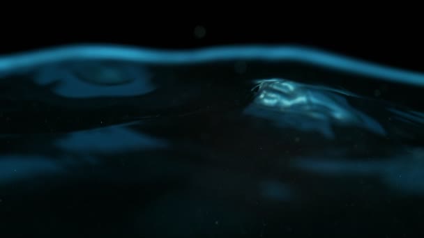 Super Slow Motion Splashing Water Isolated Black Background Filmed Very — Stock Video