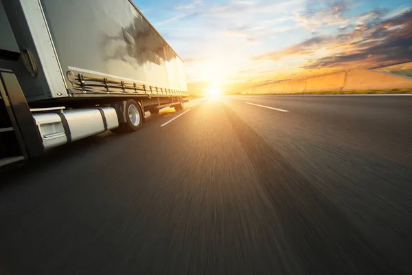 Detail of european truck vehicle on motorway — Stock Photo, Image