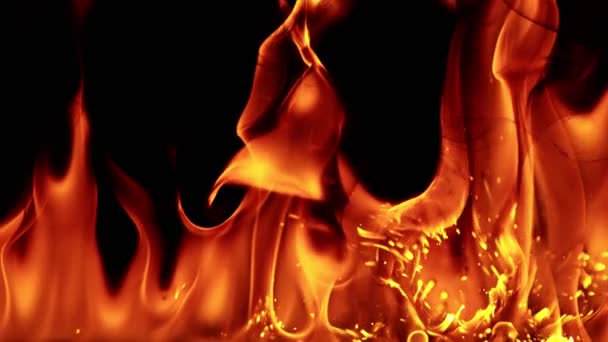 Siyah Arka Plan Üzerinde Izole Yangın Hattı Süper Yavaş Hareket — Stok video