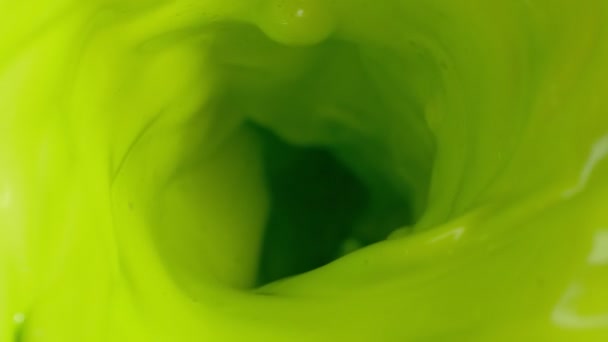 Super Slow Motion Mixing Green Paint Abstract Background Filmed High — Stock Video