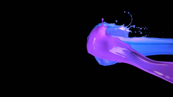 Super Slow Motion Flying Abstract Blue Purple Splash Black Background — Video