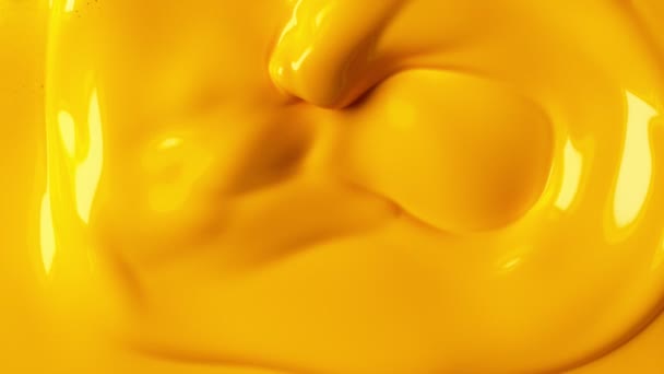 Super Cámara Lenta Mezcla Pintura Amarilla Fondo Abstracto Filmado Cámara — Vídeo de stock