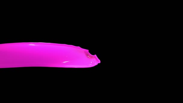 Super Slow Motion Flying Abstract Pink Splash Black Background Filmed — Stock Video