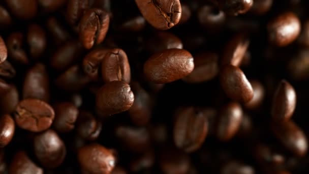 超慢的飞行咖啡豆 用高速摄像机拍摄 每秒1000帧 — 图库视频影像