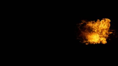 Süper Yavaş Ateş Patlaması Kara Arkaplanda izole edildi. Yüksek Hız Kamerası 'nda çekildi, 1000 fps.