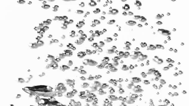 Super Slow Motion Bubbling Water White Background Filmed Very High — Stock Video