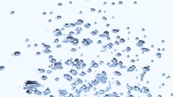 Super Zeitlupe Blubbernden Wassers Auf Weißem Hintergrund Gefilmt Mit Sehr — Stockvideo