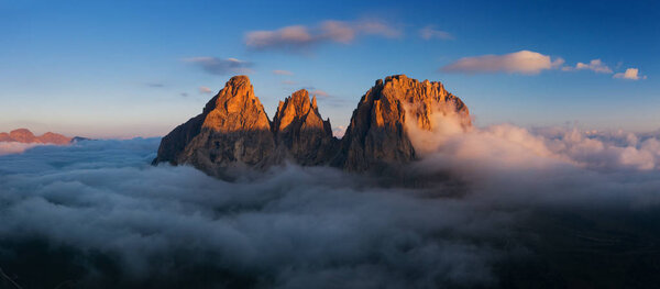 Aerial view of Grohmann spitze, Dolomites, Italy