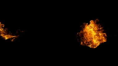 Süper Yavaş Ateş Patlaması Kara Arkaplanda izole edildi. Yüksek Hız Kamerası 'nda çekildi, 1000 fps.