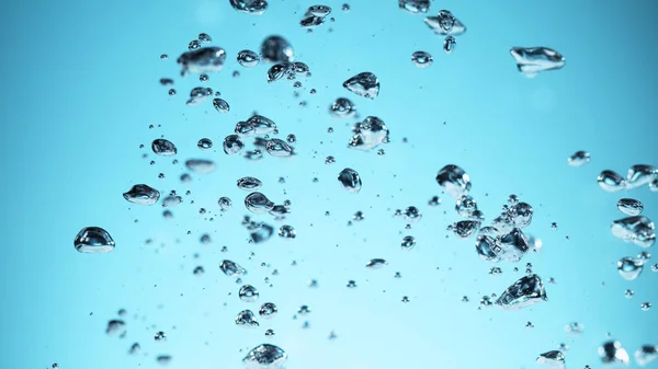 柔らかい青い背景を持つ水の泡 — ストック写真