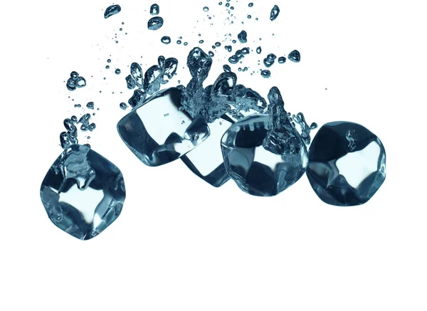 Group of ice cubes falling in water — Stock Photo, Image