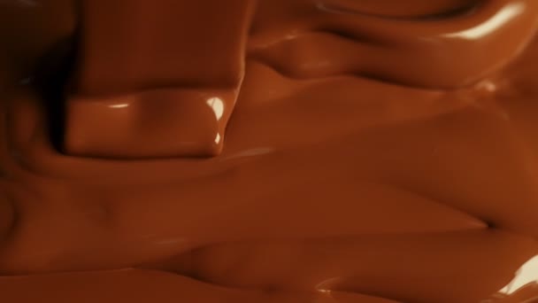 Movimento Super Lento Derramar Chocolate Com Leite Quente Filmado Câmera — Vídeo de Stock