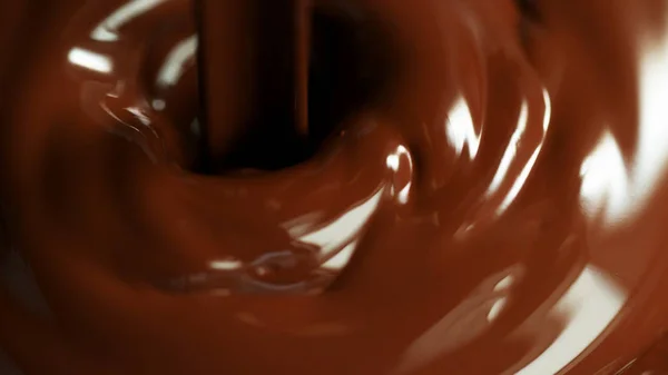 Detail van gesmolten warme chocolademelk gieten — Stockfoto